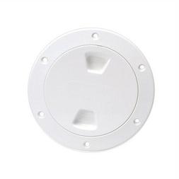 Beckson 4" Smooth Center Screw Out Deck Plate White 4.5" Cut
