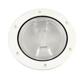 Beckson 4 Clear Center Screw-Out Deck Plate - White