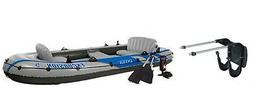 Intex Excursion 5 Inflatable Rafting/Fishing Boat Set & Moto