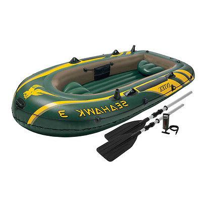 Intex Seahawk 3 Person Inflatable Boat Set with Aluminum Oar