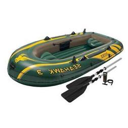 Intex Seahawk 3 Person Inflatable Boat Set with Aluminum Oar