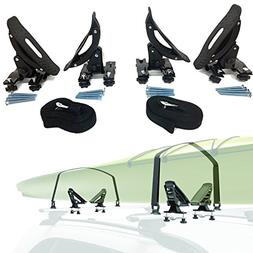 Carrier Canoe Boat. Surf Ski Roof Top Mounted On Car Suv Cro