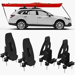 Carrier Canoe Boat. Surf Ski Roof Top Mounted On Car Suv Cro